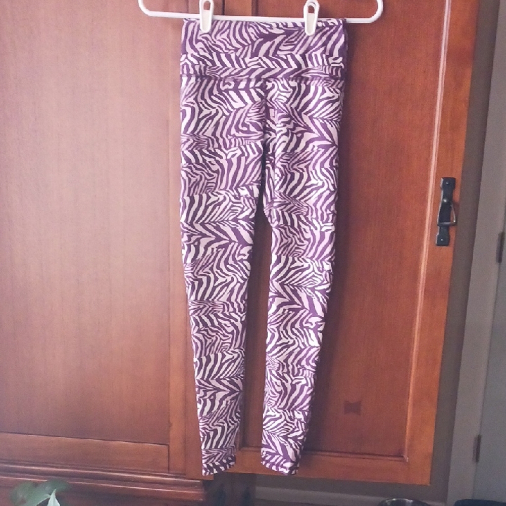Fabletics Powerhold Purple Zebra Leggings